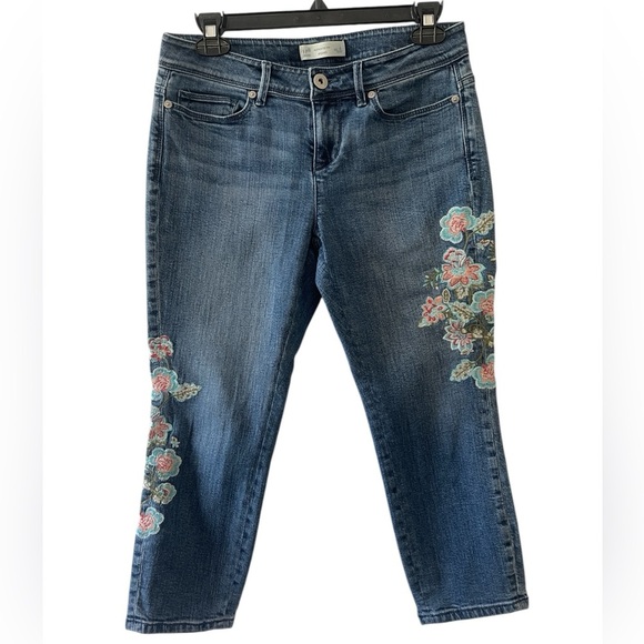J Jill Authentic Fit Floral Embroidered Cropped Jeans Women’s 4P Petite Stretch - Picture 6 of 6